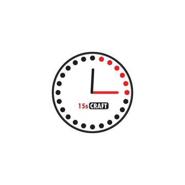 Modern 15 seconds craft logo with minimal clock concept