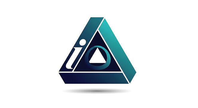 Abstract geometric triangle with interconnected circle and triangle symbols symbolizing unity and collaboration