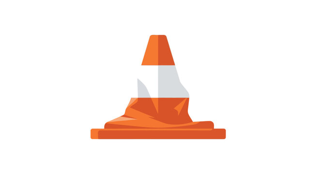Vibrant orange traffic cone illustration indicating road work or hazard area