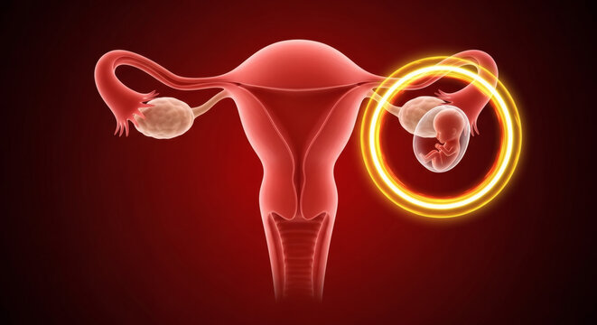 Medical illustration of an ectopic pregnancy in the fallopian tube