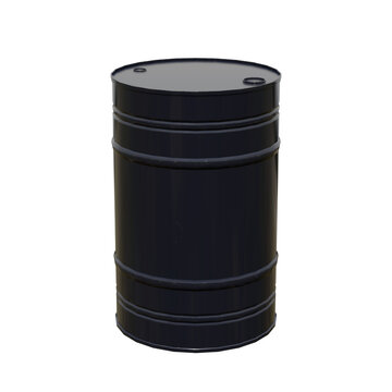 Isolated  black metallic barrel on transparent background
