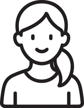 Young female character with ponytail hairstyle portrait user profile avatar line icon editable stroke vector illustration