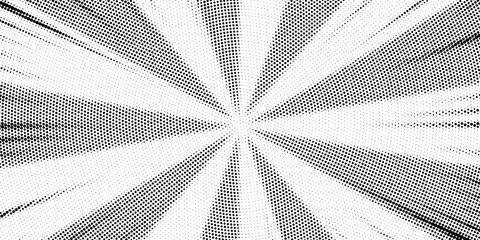 Abstract dots lined background. Retro style comic sunburst with dots ray. Vector illustration. © mas