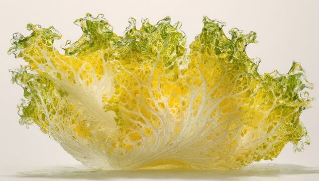 Fresh lettuce head displaying green and yellow hues against a white background