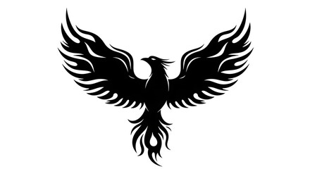 Obraz premium Black Phoenix Bird Silhouette Illustration.