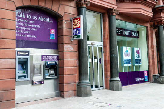 The exterior of a former First Trust Bank branch in Northern Ireland, a commercial banking office now rebranded and operating as AIB (NI) following the bank's integration into the AIB Group UK.