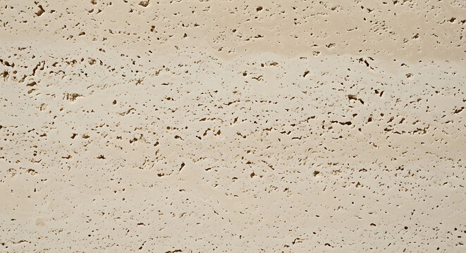 Detailed macro photography of natural beige travertine stone texture showcasing organic porous holes and limestone surface for architectural and design projects