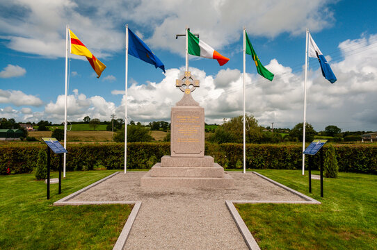 The granite memorial in Camlough, County Armagh, serves as a solemn tribute to the 1981 Irish hunger strikers, standing as a historical landmark of republican remembrance in the rural Northern Irish l