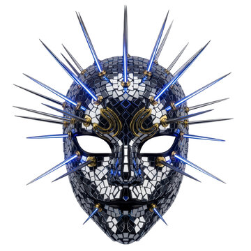 Spiky futuristic mask with blue lights