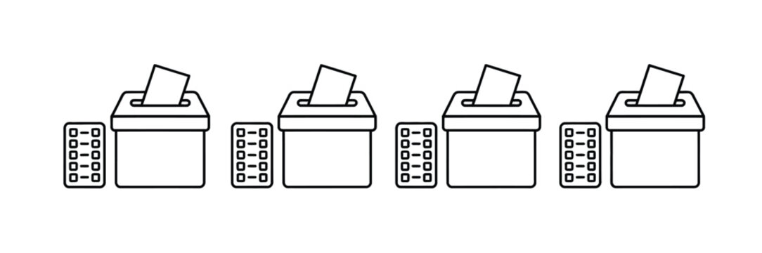 Election results icons vector set modern stroke line style for voting analytics results display and political data visualization graphics