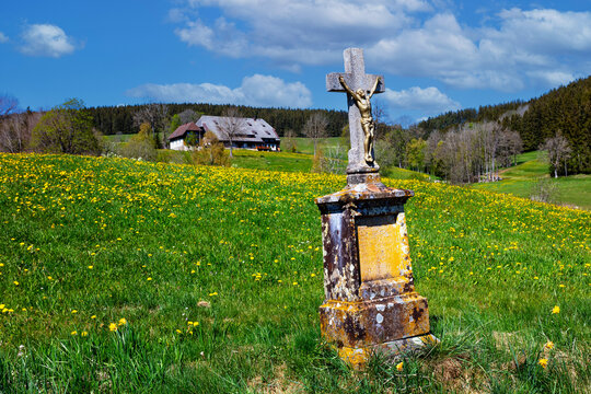 Old wayside cross near Titisee in the Black Forest