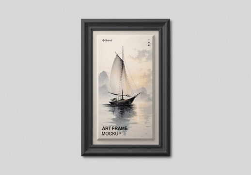 Art Frame Mockup on White Wall Background
