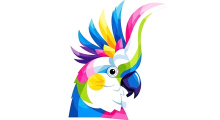 Naklejka premium Vibrant colorful parrot head illustration.