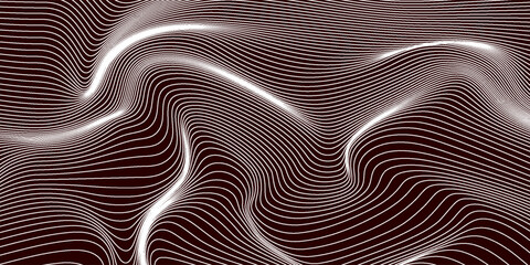 Distorted wave line texture. Monochome background © Maidi