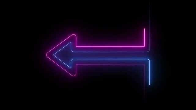neon arrow icon 4K abstract symbol technology loading icon sign, electric arrow icon 4k animation video
