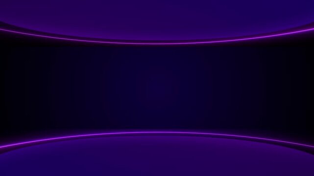 Purple neon curved frame background dark empty center, glowing blue edges, and sleek futuristic stage lines. Perfect for title cards, gaming videos, tech intros, stream screens, and digital overlays.