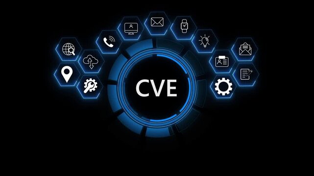 Cybersecurity concept CVE common vulnerabilities and exposures infographic with icons and with gears. on transparent background.