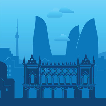 Stylized depiction of an Urban Skyline showcasing Iconic Architecture within the city