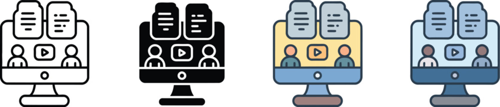 Online course icon set multiple style vector illustration with education learning symbols for e learning platform and digital classroom interface design