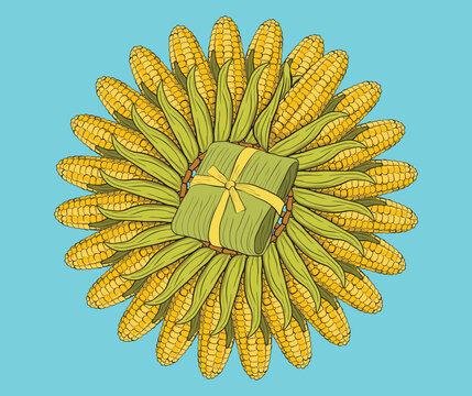 Festa junina corn and pamonha arrangement