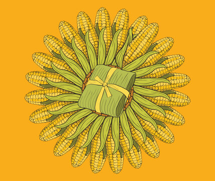Festa junina corn and pamonha illustration