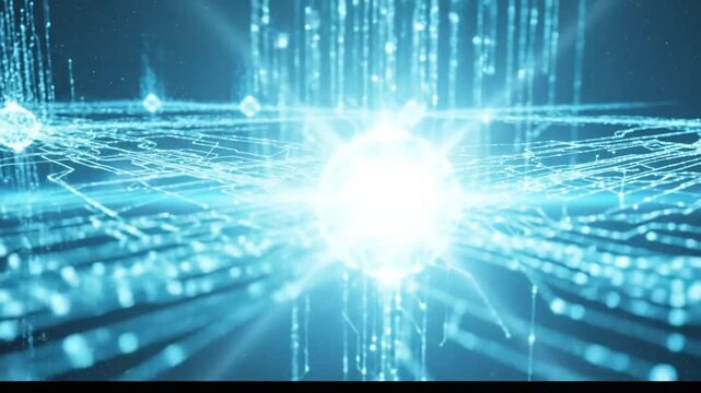 Abstract Digital Network Connection with Glowing Lines and Nodes Representing Data Flow and Communication.