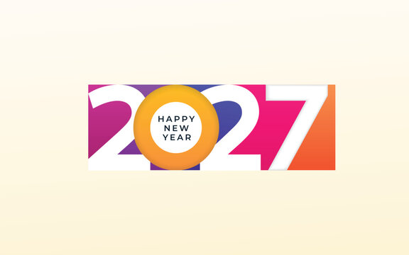 Happy new year 2027 design with colorful truncated number illustrations. 