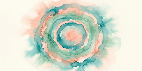 A vibrant, abstract watercolor painting features concentric rings of color emanating outwards, creating a dynamic visual representation of artistic creativity. © FANUSH