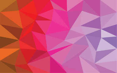 Obraz premium A vibrant abstract geometric background featuring a gradient of orange, red, pink, and purple triangles in a low-poly style.