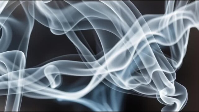 delicate white smoke tendrils curl flow and interact