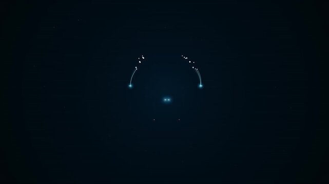 Abstract glowing digital particle arcs forming a futuristic circular shape