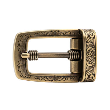 Antique brass belt buckle with ornate floral engraving