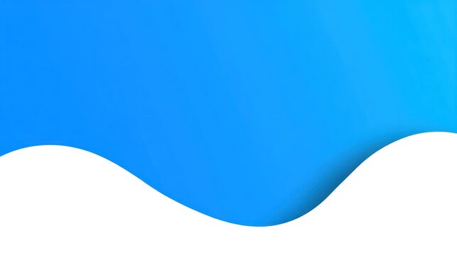 Vibrant blue background merges with a clean white foreground using a dynamic wave shape.