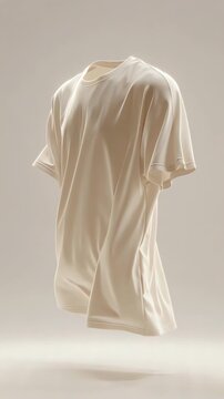 Floating Minimalist Beige Oversized T-shirt Mockup - Generative AI