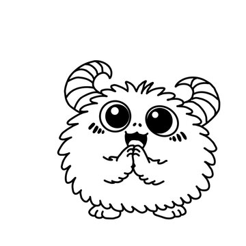 Cute Shy Character Line Art Illustration
