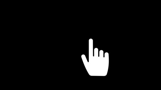 Animation white mouse cursor on black screen.