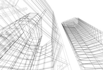Fototapeta premium Modern architecture. Building concept sketch.