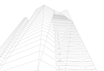 Fototapeta premium Modern architecture. Building concept sketch.