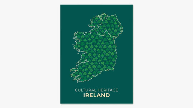 A vibrant map illustration showcases Ireland's cultural heritage sites across the country
