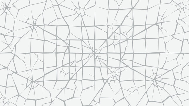 A cracked surface pattern with lines and shapes forms a geometric design on a flat horizontal plane from a bird's eye view.
