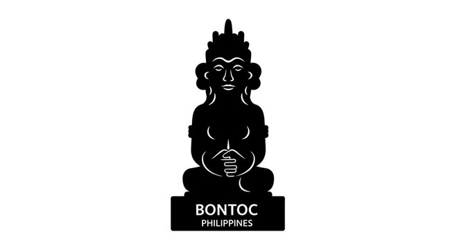 Bontoc Philippines traditional deity statue black silhouette vector