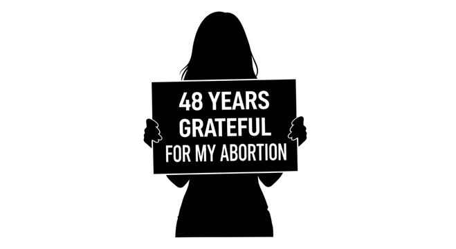 Woman silhouette holding abortion rights sign vector illustration