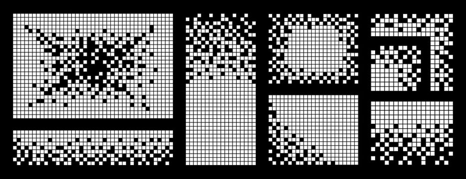 Pixel decay, Disintegration effect, Mosaic of squares, fading effect, Mosaic texture of small particles splitting
