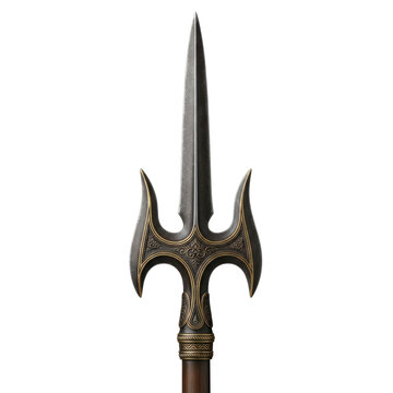 Ornate medieval halberd weapon with elaborate metalwork
