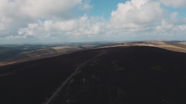 Aerial landscape of Exmoor National Park, UK