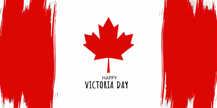 Canadian flag illustration with maple leaf and victoria day greeting