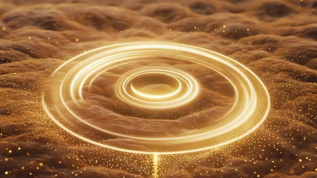 Abstract organic surface with realistic texture,
soft golden energy particles gathering and flowing inward like recharge effect
