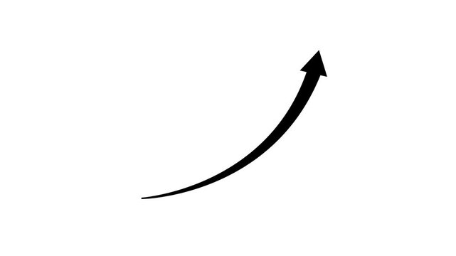 Minimalist upward diagonal arrow black stroke on white background modern