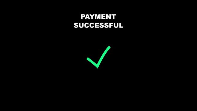 Payment successful notification animation with green checkmark for e-commerce and digital transactions