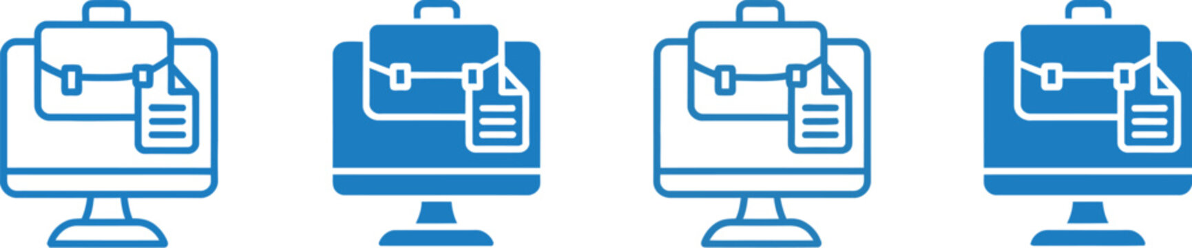 Online portfolio icon set multiple style vector icons with work showcase resume presentation and digital profile symbols for creative professionals and web platforms